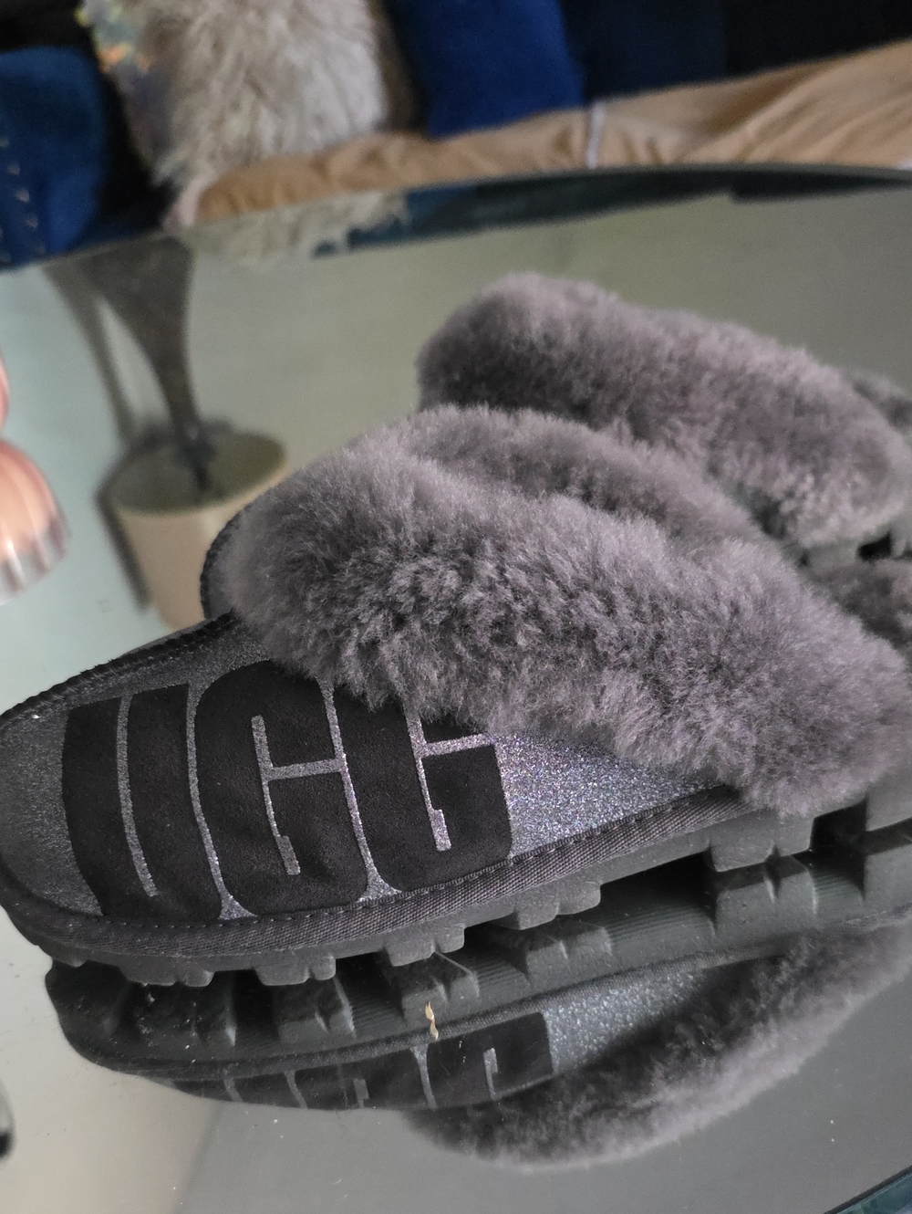 UGG COQUETTE METTALIC SLIPPERS SIDE LOGO SZ9 - Picture 5 of 9